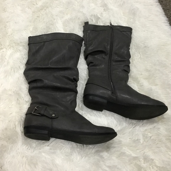 Maurices Shoes - Maurices Gray Slouchy Boots With Buckle